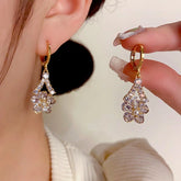 14K Gold Plated Zircon Flower Earrings - elegant gold flower earrings