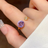 14K Gold Plated Zircon Purple Diamond Adjustable Rings - stunning purple diamond ring