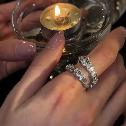 14K Gold Plated Zircon Snake Adjustable Rings - stunning gold snake ring