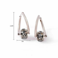 Rose Gold Tone Dark Gray Faceted Crystal Hoop Earrings, 2.2cm x 1cm