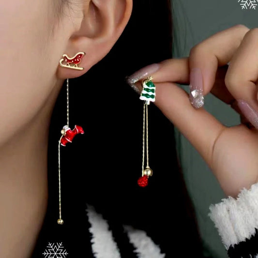 14K Gold Plated Christmas Santa Claus Tassel Earrings - elegant christmas earrings