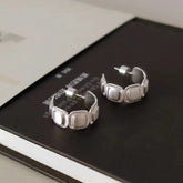 18K Gold-Plated Brushed Silver C-Shaped Earrings - elegant C-Shaped Earrings