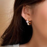 18K Gold-Plated C-Ring Glaze Heart Earrings - elegant Heart Earrings