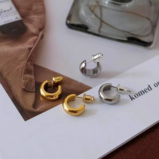 18K Gold-Plated C-Shaped Earrings - elegant C-Shaped Earrings