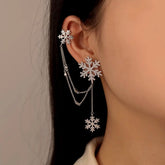 18K Gold-Plated Christmas Snowflake Ear Clip Earrings - elegant Snowflake Ear Clip