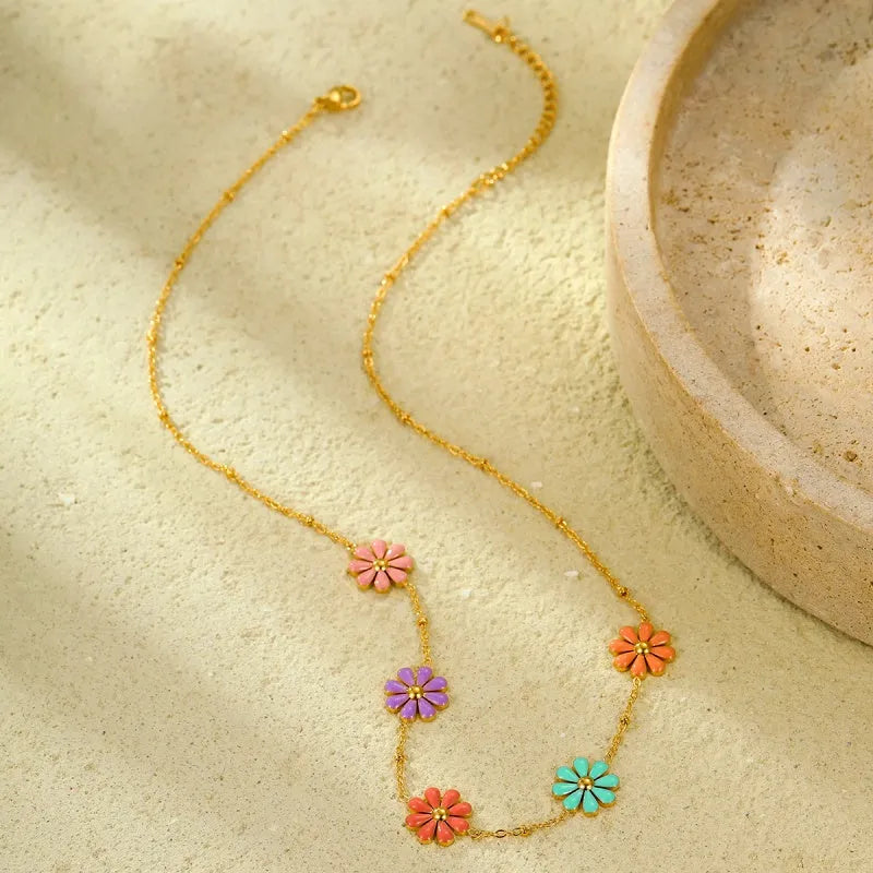 Close-up of the pendant and clasp on the Colorful Flower Necklace