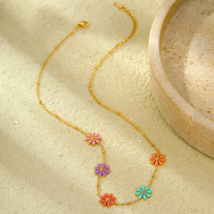 Close-up of the pendant and clasp on the Colorful Flower Necklace