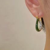 18K Gold-Plated Diamond Green Oil Drop Earrings - elegant Green Oil Drop Earrings