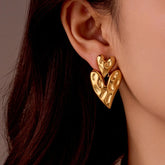 18K Gold-Plated Double-Heart Earring - elegant Double-Heart Earring