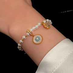18K Gold-Plated Exquisite Eight-Pointed Star Zircon Pearl Bracelet - chic Pearl Bracelet
