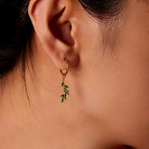 18K Gold-Plated Green Zircon Leaf Earrings - elegant Leaf Earrings