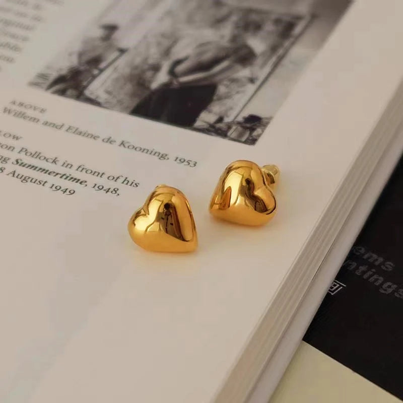 18K Gold-Plated Heart Stud Earrings - elegant Heart Stud Earrings