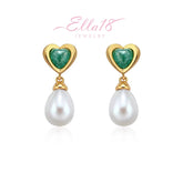 18K Gold-Plated Ice Crystal Heart Pearl Earrings - elegant Pearl Earrings