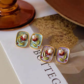 18K Gold-Plated Natural Pearl Flower Stud Earrings - elegant Flower Stud Earrings