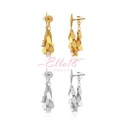 Gold and silver starburst teardrop crystal dangle earring pairs | Ella18 Jewelry