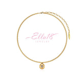 18K Gold-Plated Round Smooth Zircon Necklace - beautiful Zircon Necklace
