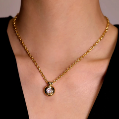 Close-up of the pendant and clasp on the Zircon Necklace