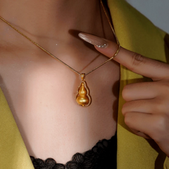 18K Gold-Plated Zircon Auspicious Gourd Necklace - beautiful Gourd Necklace