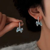 18K Gold-Plated Zircon Bow Pearl Earrings - elegant Pearl Earrings