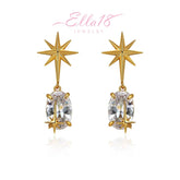 18K Gold-Plated Zircon Star Earrings - elegant Zircon Star Earrings