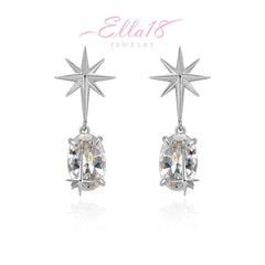Model showcasing the dangle and style of the 18K Gold-Plated Zircon Star Earrings