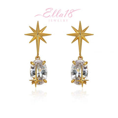 18K Gold-Plated Zircon Star Earrings - elegant Zircon Star Earrings