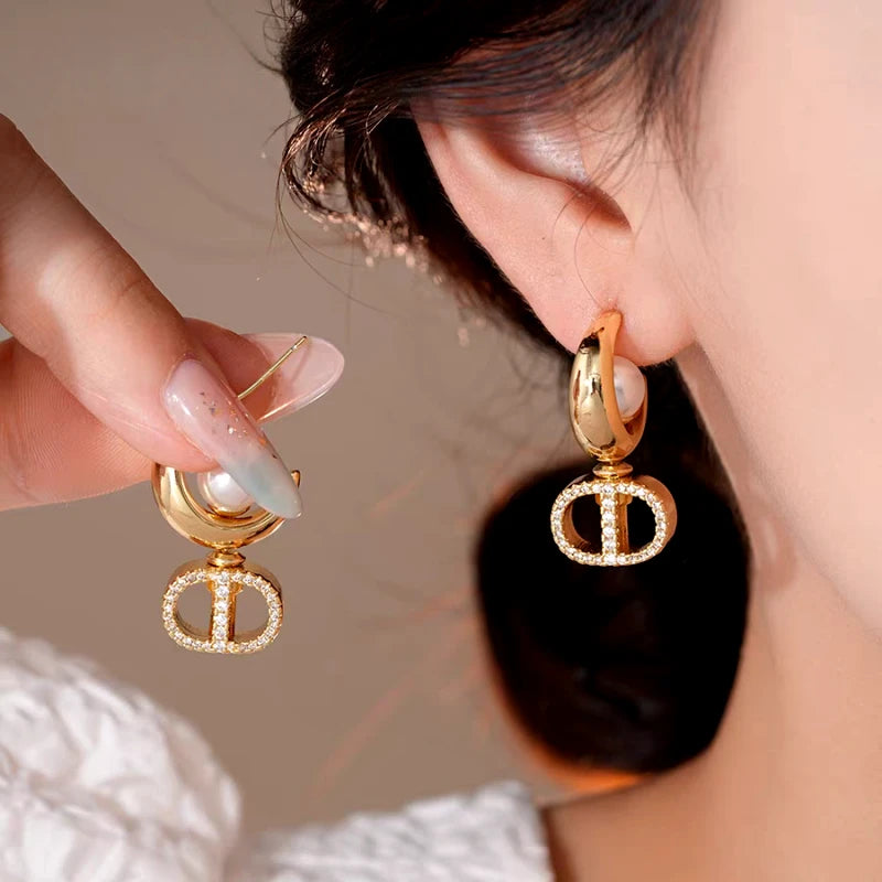 14K Gold-Plated Elegant Shiny Pearl Earrings - elegant Shiny Pearl Earrings