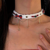 Christmas Bow Star Tassel Choker - beautiful Tassel Choker