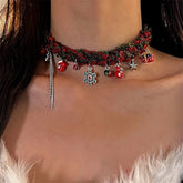 Christmas Color Matching Plush Snowflake Choker - beautiful Snowflake Choker