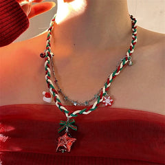 Christmas Red Star Braided Necklace - beautiful Braided Necklace