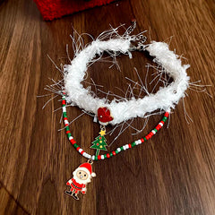 Detailed view of the Christmas Series Christmas Tree Santa Claus And Gift Choker chain and pendant