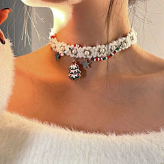 Christmas Tree White Plush Star Choker - beautiful Star Choker