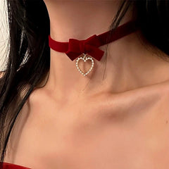 Close-up of the pendant and clasp on the Heart Choker