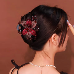 Angled view of the stylish Copper Wire Flower Hair Clip