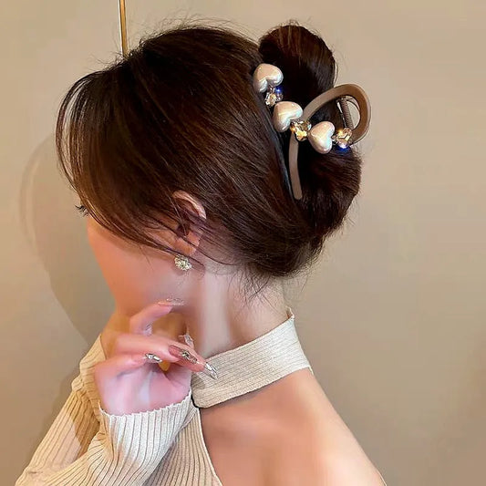 Elegant Brown Pearl Rhinestone Hair Clips - high quality Pearl Rhinestone Hair Clips