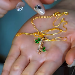 Close-up of the pendant and clasp on the Bamboo Peace Necklace