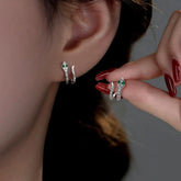 Sterling Silver Double-Layer Zircon Diamond Snake Design Stud Earrings - elegant Butterfly Bracelet