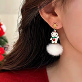 Silver Post Christmas Bear Earrings - elegant Christmas Bear Earrings