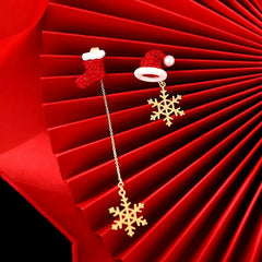 Close-up detail of the sparkling zircons and plating on the Christmas Dangle Earrings