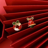 Silver Post Christmas Santa Claus Bell Earrings - elegant Santa Bell Earrings