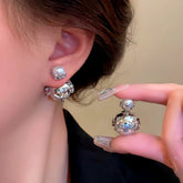 Silver Post Cross Pearl Earrings - elegant Cross Pearl Earrings