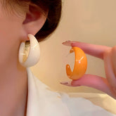 Silver Post Cute Candy Color C-shaped Earrings - elegant Candy Color Hoops