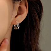 Silver Post Double-Layer Plain Hoop Earrings - elegant Double Layer Hoops