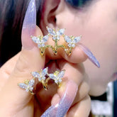 Silver Post Elegant Rhinestone Butterfly Stud Earrings - elegant Rhinestone Butterfly Studs