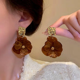 Silver Post Flower Earrings - elegant Flower Hoop Earrings