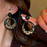 Silver Post Leopard Hoop Earrings - elegant Leopard Hoop Earrings