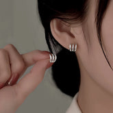 Silver Post Multi-Layer Claw Studs - elegant Claw Stud Earrings