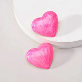 Silver Post Painted Heart Stud Earrings - elegant Painted Heart Studs