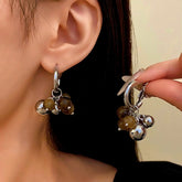 Silver Post Resin Ball Tassel Earrings - elegant Ball Tassel Earrings