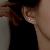 Silver Post Zircon Arc Stud Earrings - elegant Zircon Arc Studs